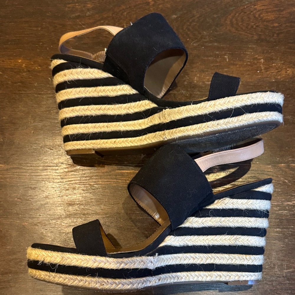 Vince Camuto black Suede Wedge Sandals